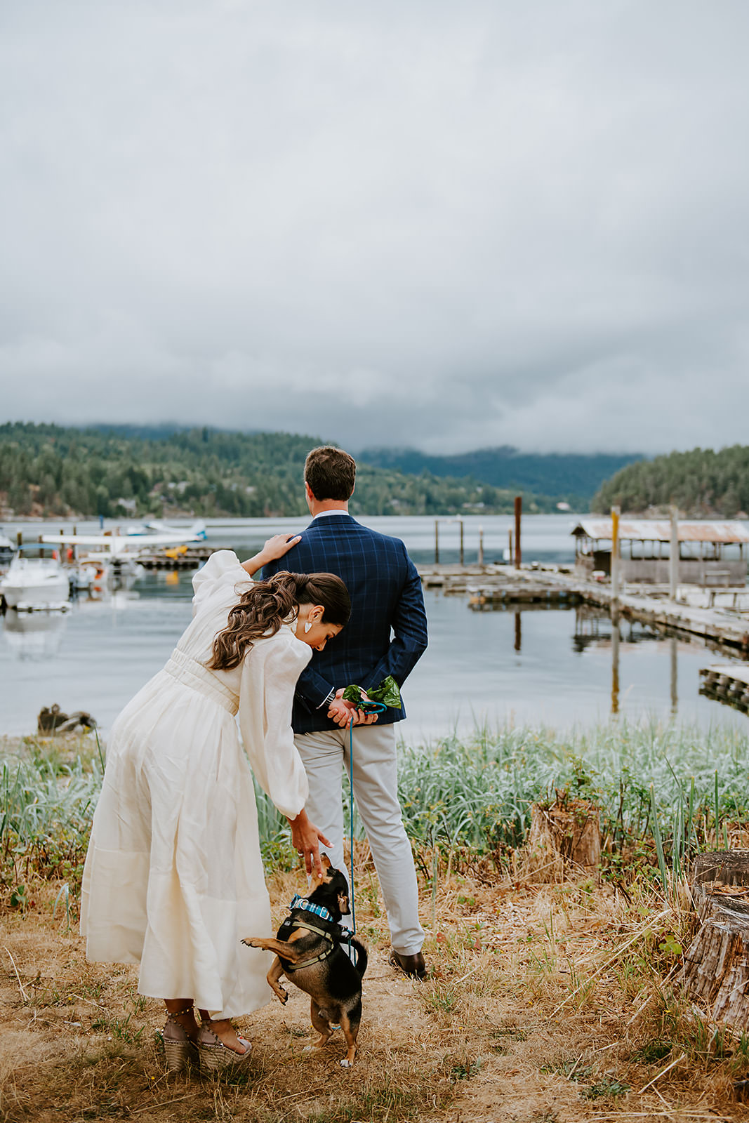 Couple during their first look before their British Columbia Adventure Elopement on the Sunshine Coast of B.C